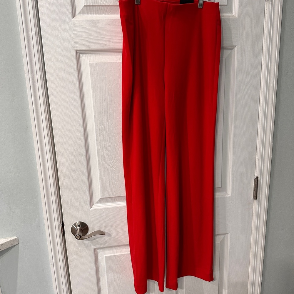 White House Black Market Red Wide-Leg Pants with Elegant Drape